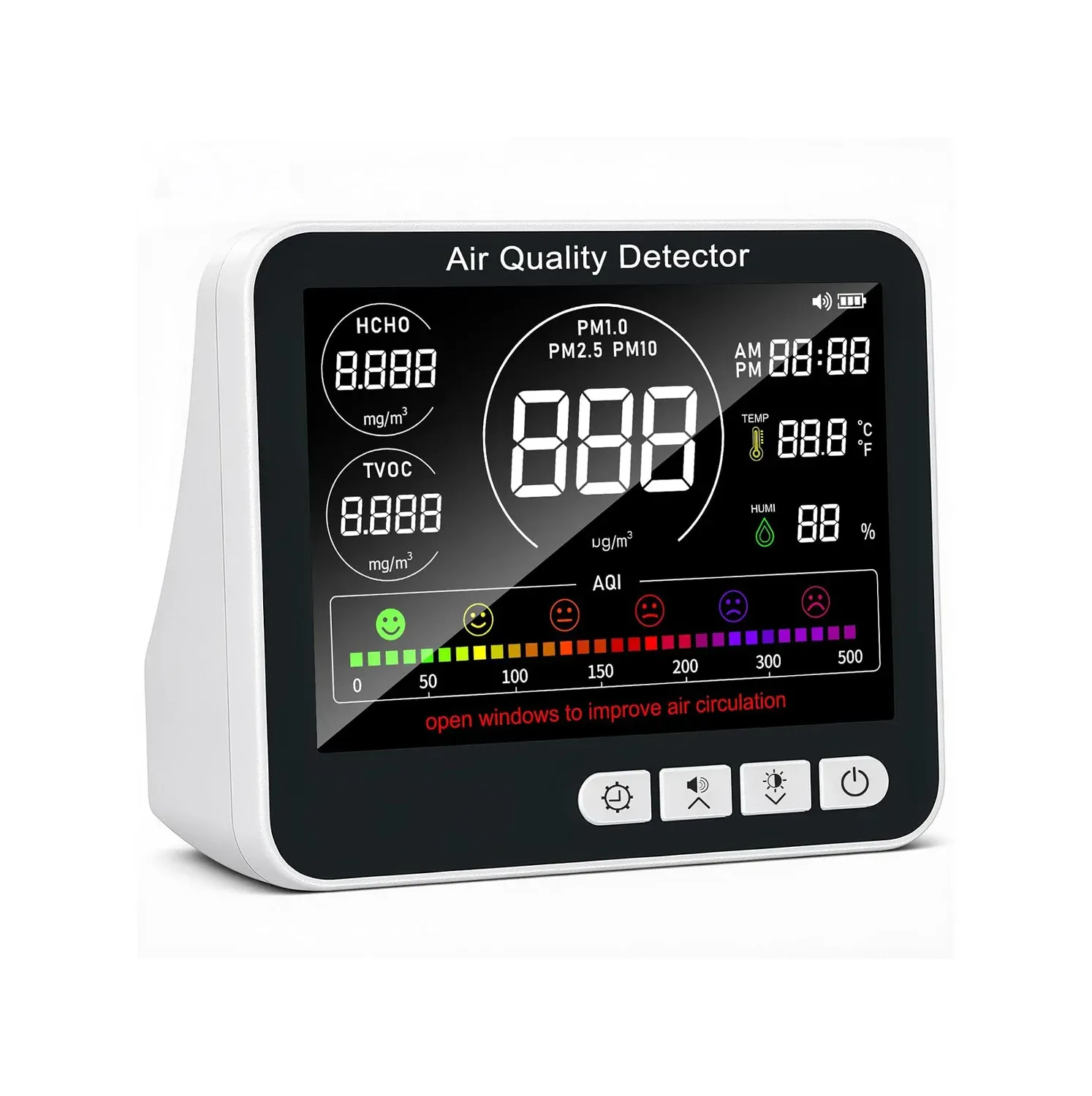 AK27 - Indoor VOC & Particle Counter (TVOC, HCHO, PM1.0, PM2.5, PM10, Temperature, Humidity, AQI), Formaldehyde Detector for Renovation