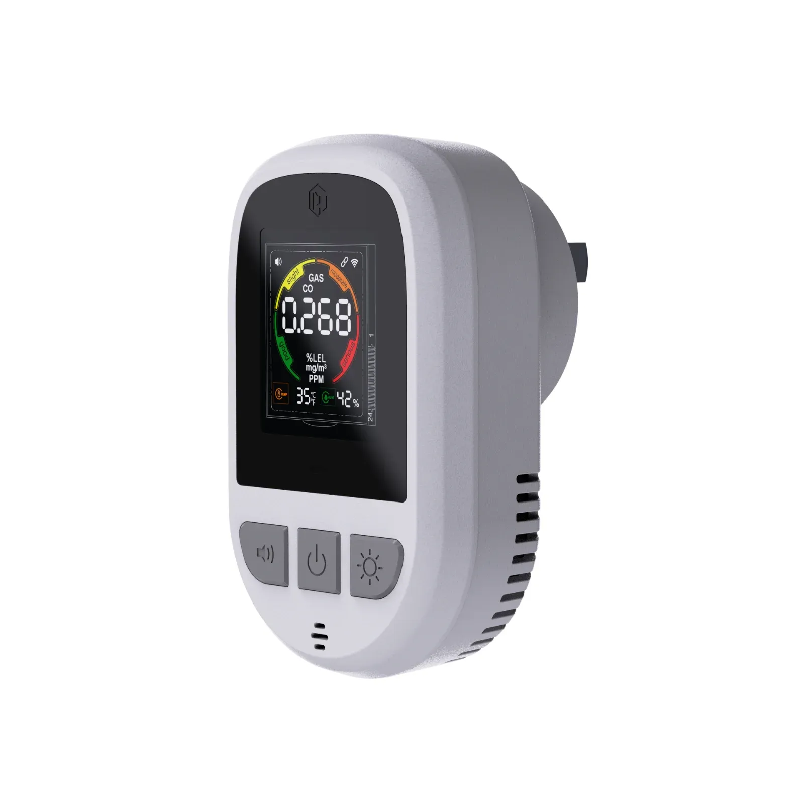 AK32A - Plug-In Carbon Monoxide Detector (CO, Temperature, Humidity), Electrochemical Sensor, Mains Powered